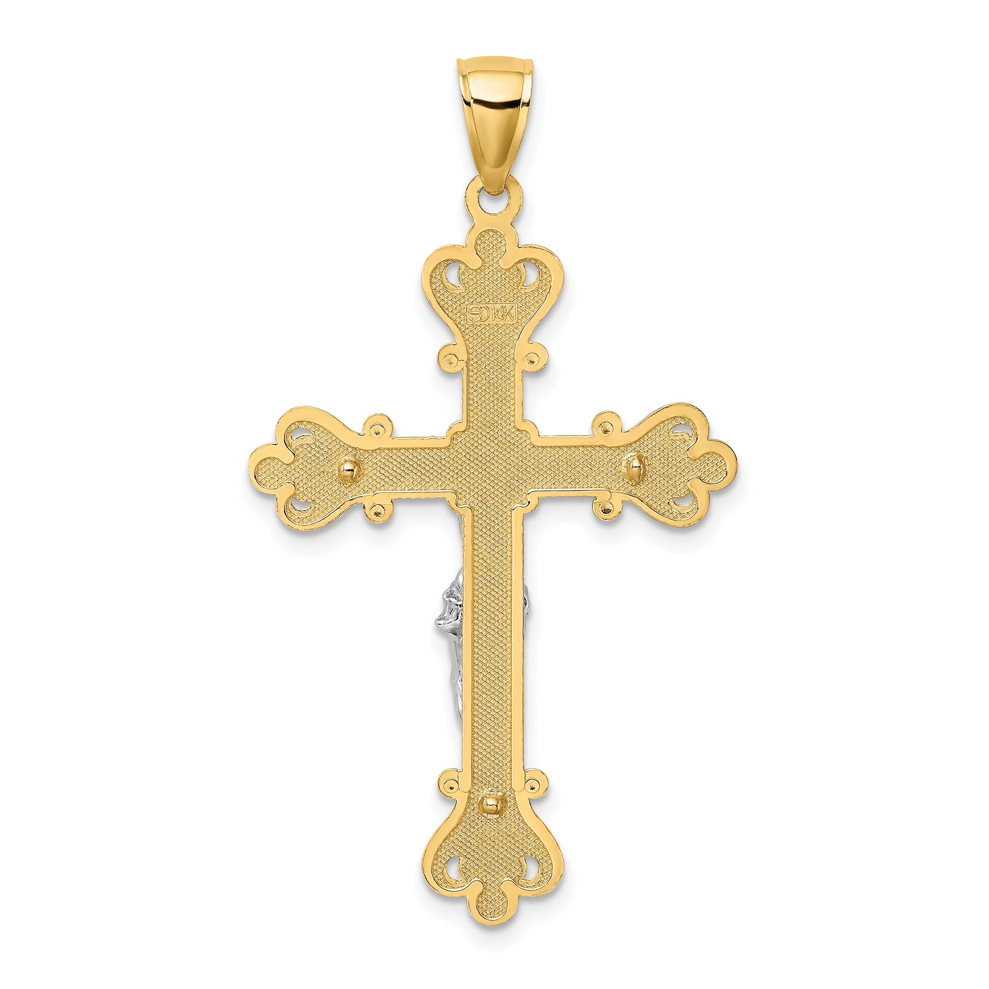 14k Two-Tone Textured Crucifix Charm