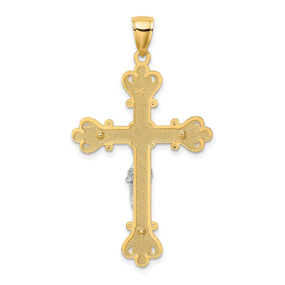 14k Two-Tone Textured Crucifix Charm