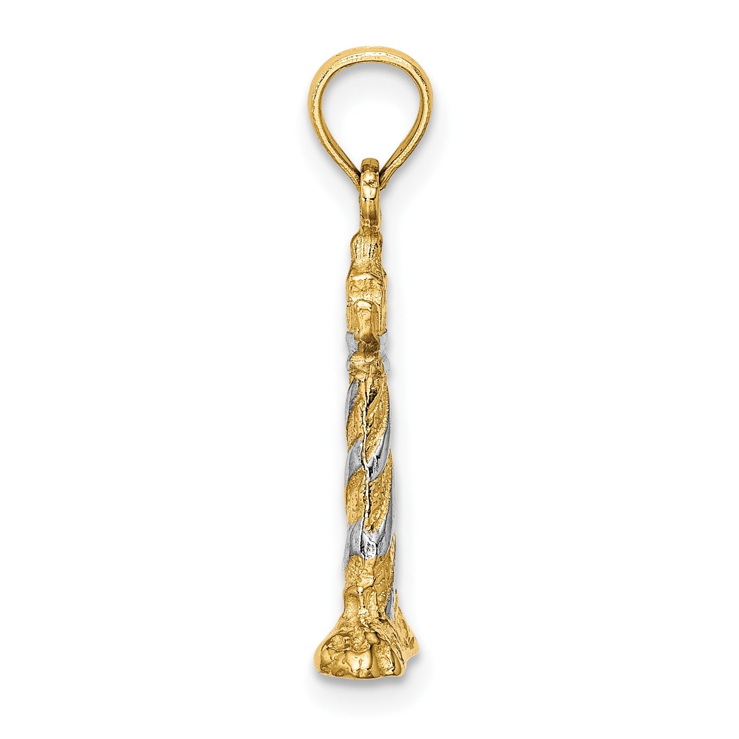 14K and White Rhodium 3-D Lighthouse Charm