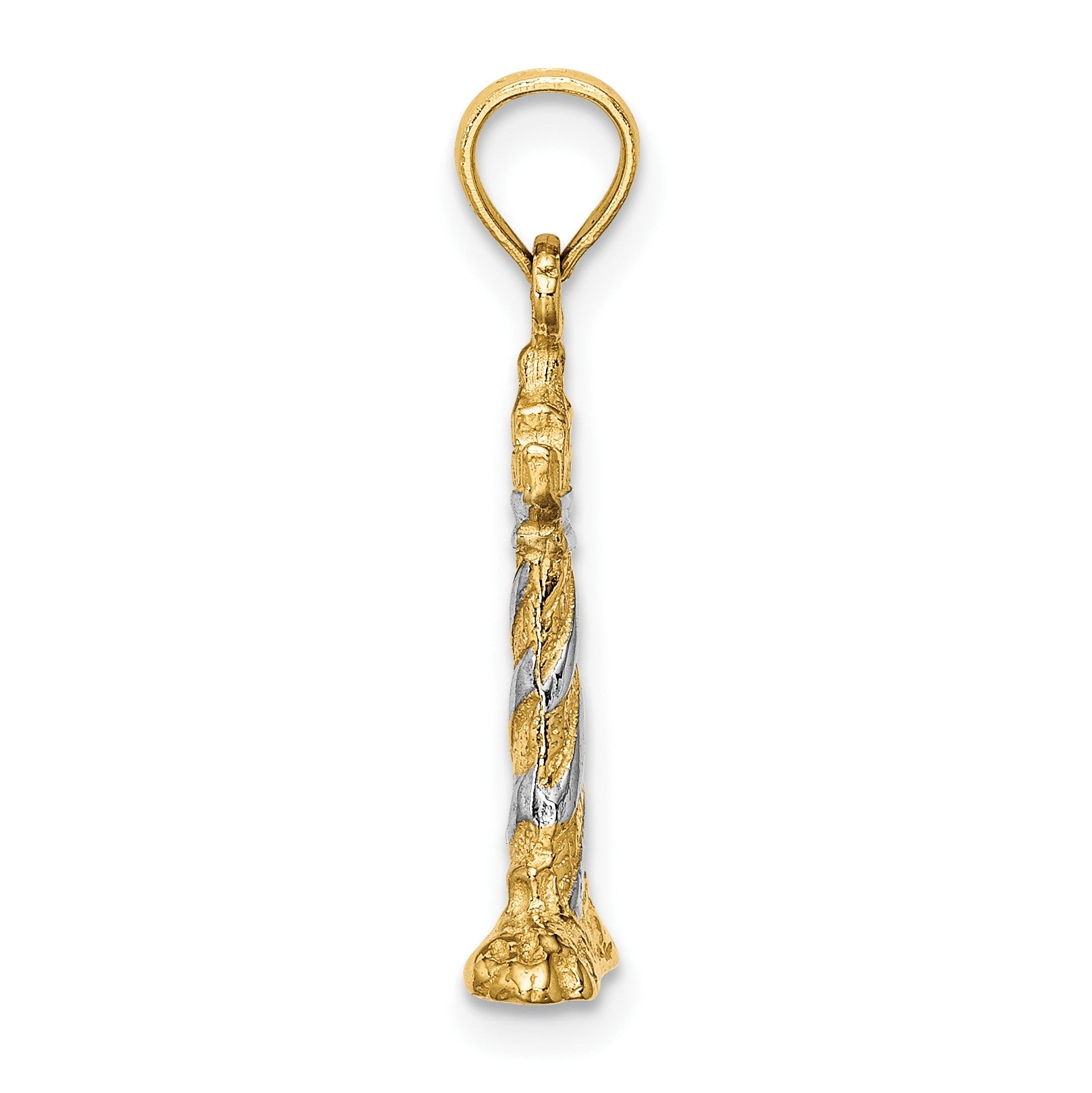 14K and White Rhodium 3-D Lighthouse Charm