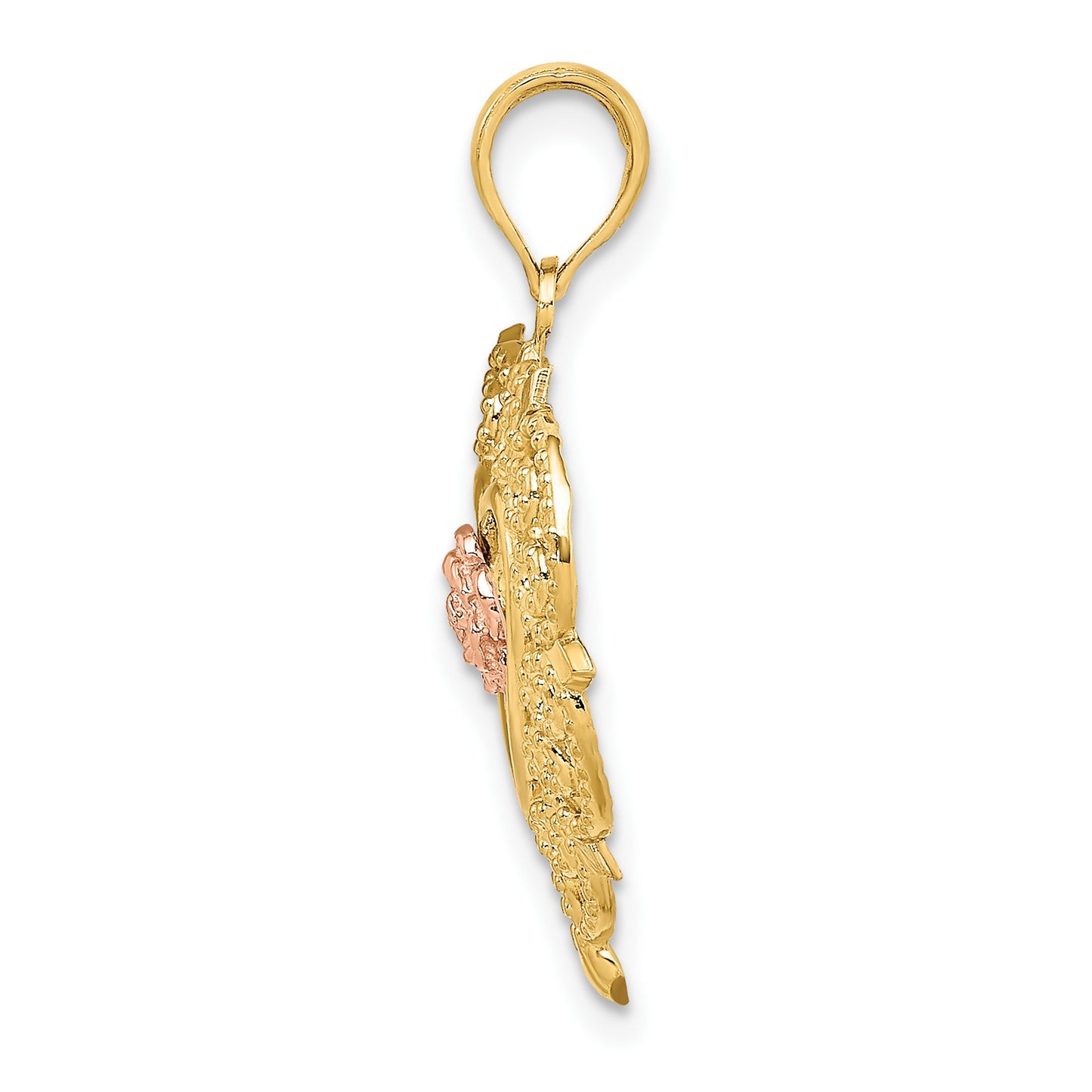 14k Yellow and Rose Flower in Heart Charm