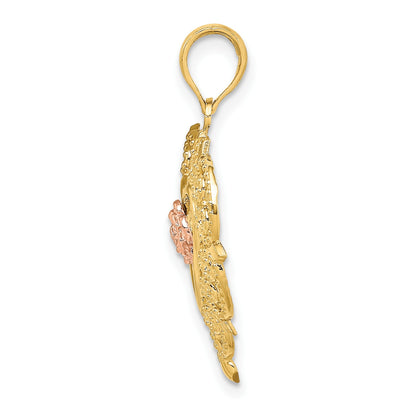 14k Yellow and Rose Flower in Heart Charm