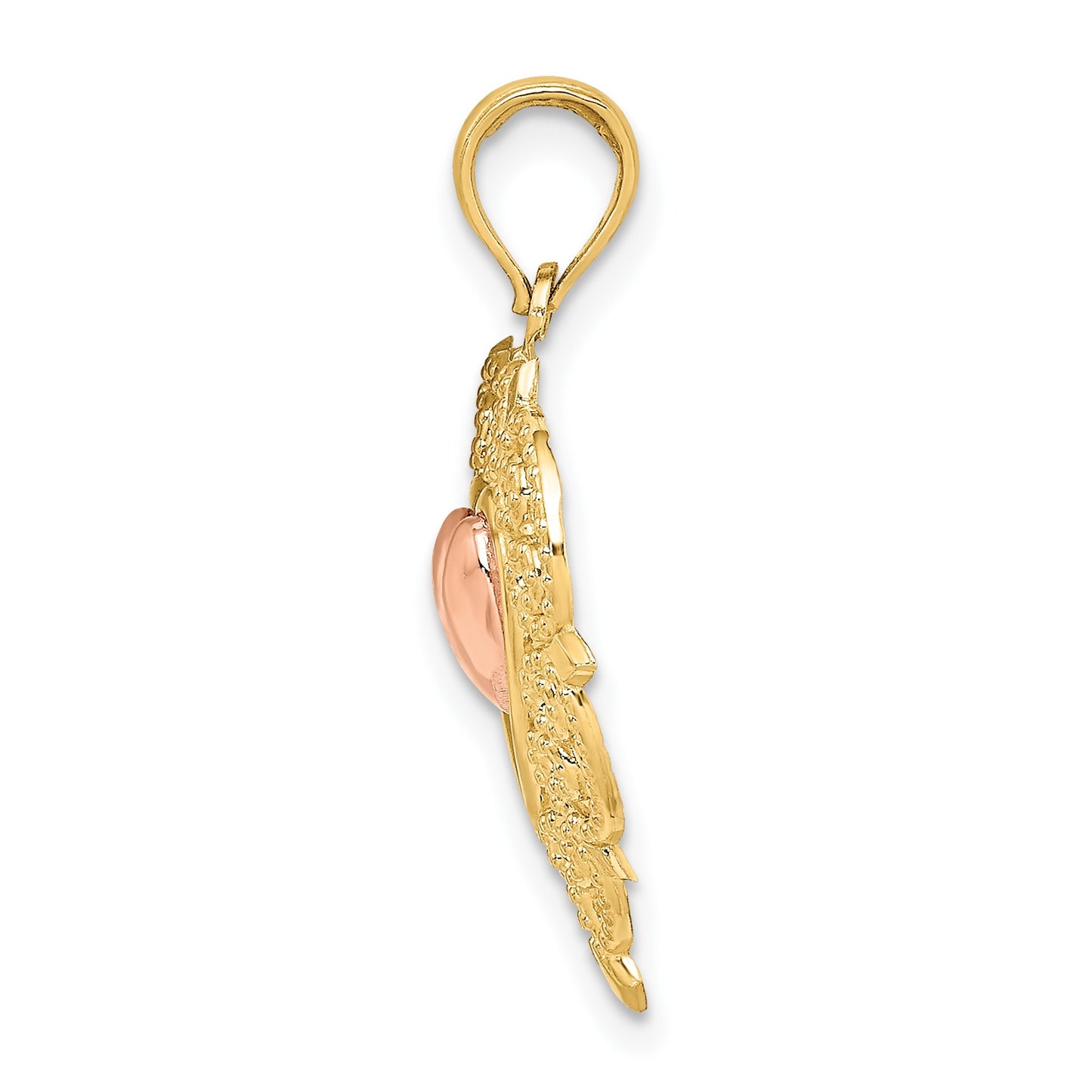 14k Yellow and Rose Heart Dangle with Lace Border Charm