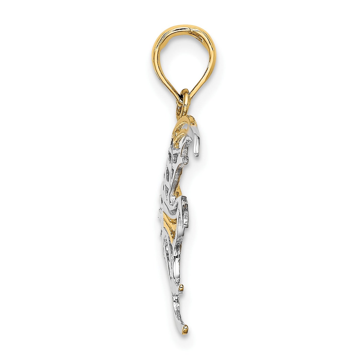 14k and White Rhodium Cut-Out Angelfish Charm