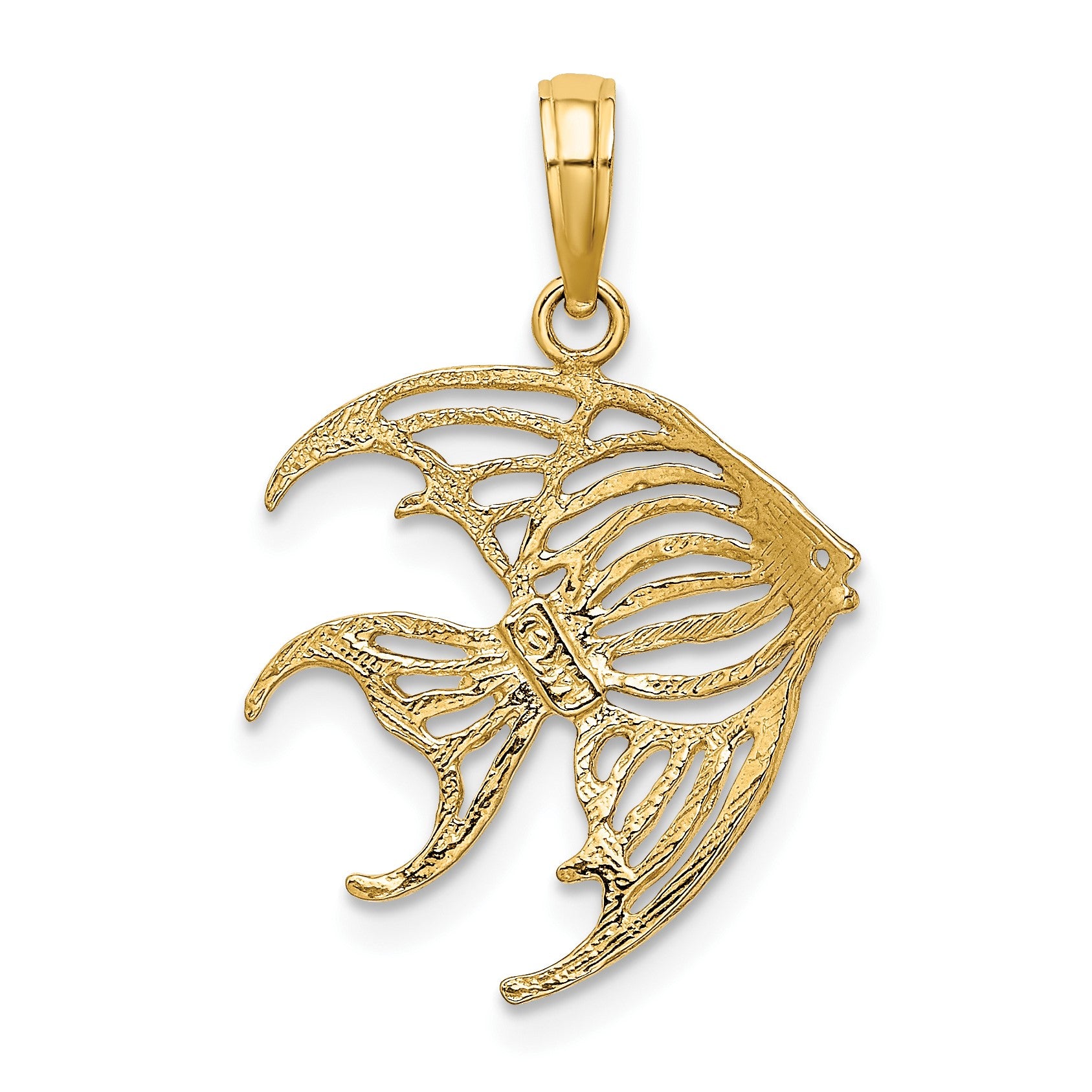 14k and White Rhodium Cut-Out Angelfish Charm