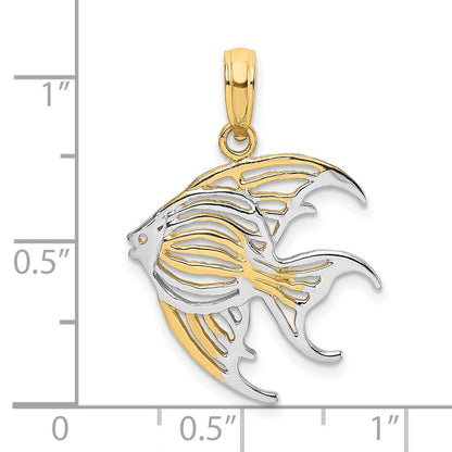 14k and White Rhodium Cut-Out Angelfish Charm