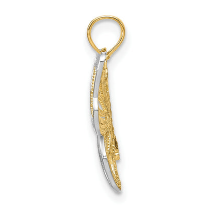 14k and White Rhodium Butterfly with Beaded Wings Charm