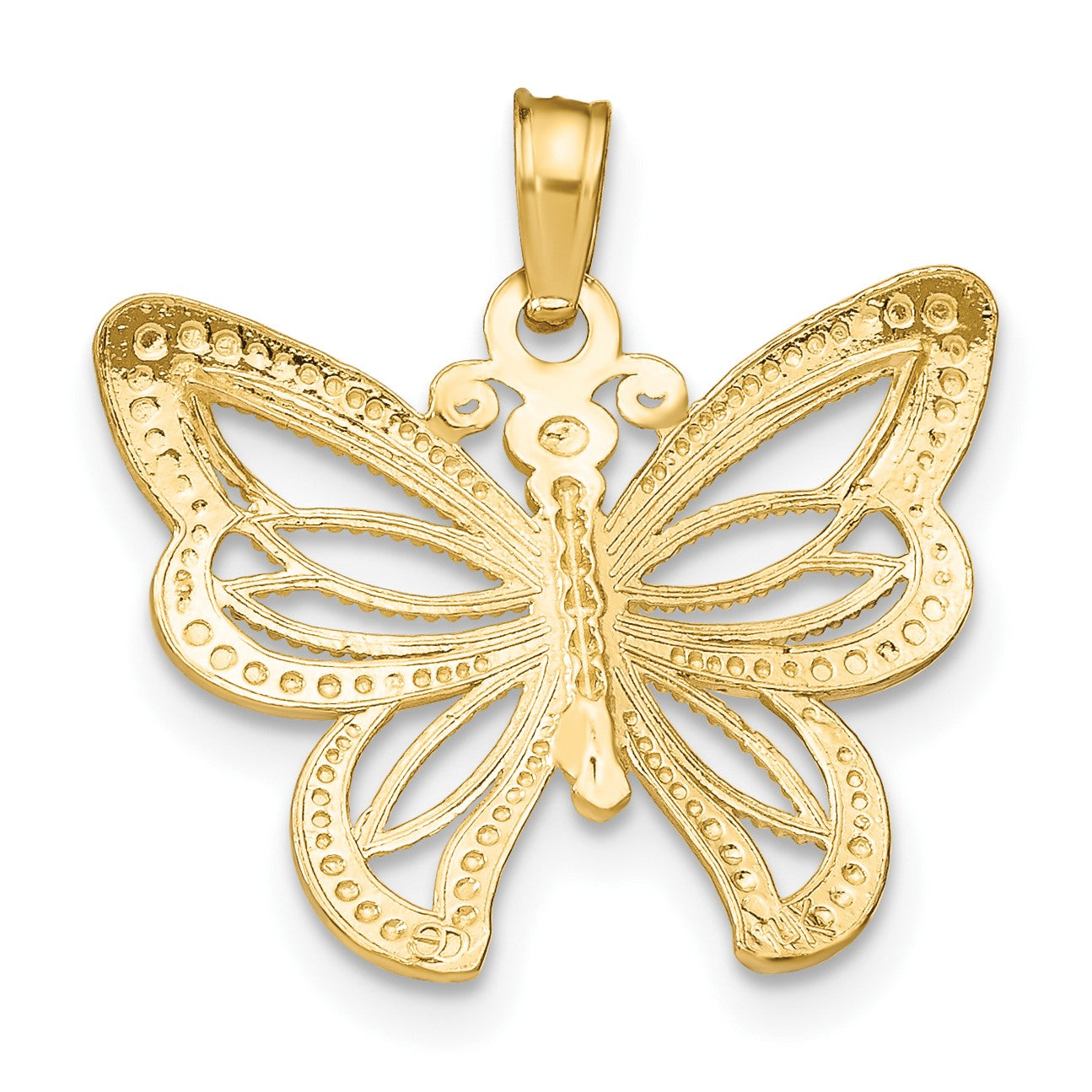 14k and White Rhodium Butterfly with Beaded Wings Charm