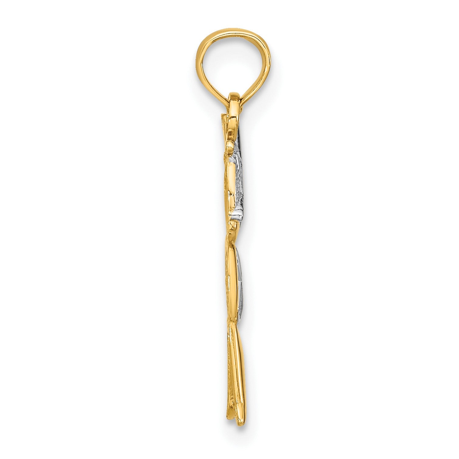 14K Textured with White Rhodium Boy Charm