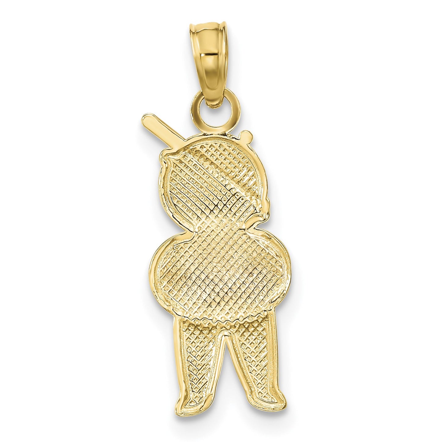 14K Textured with White Rhodium Boy Charm