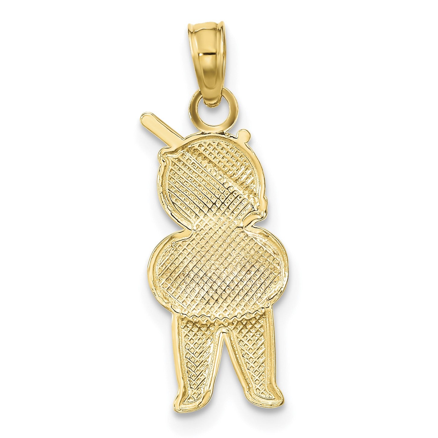 14K Textured with White Rhodium Boy Charm