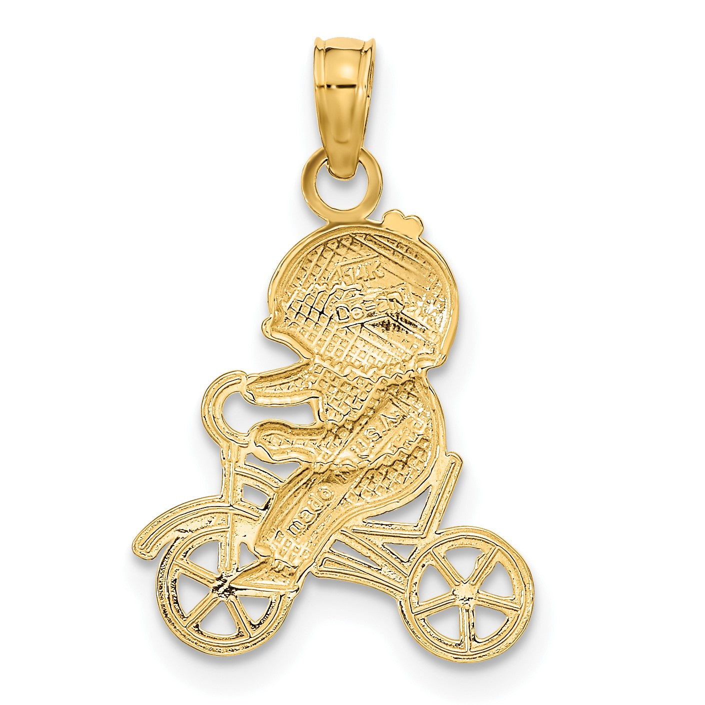 14k and White Rhodium Little Boy On Bicycle Charm