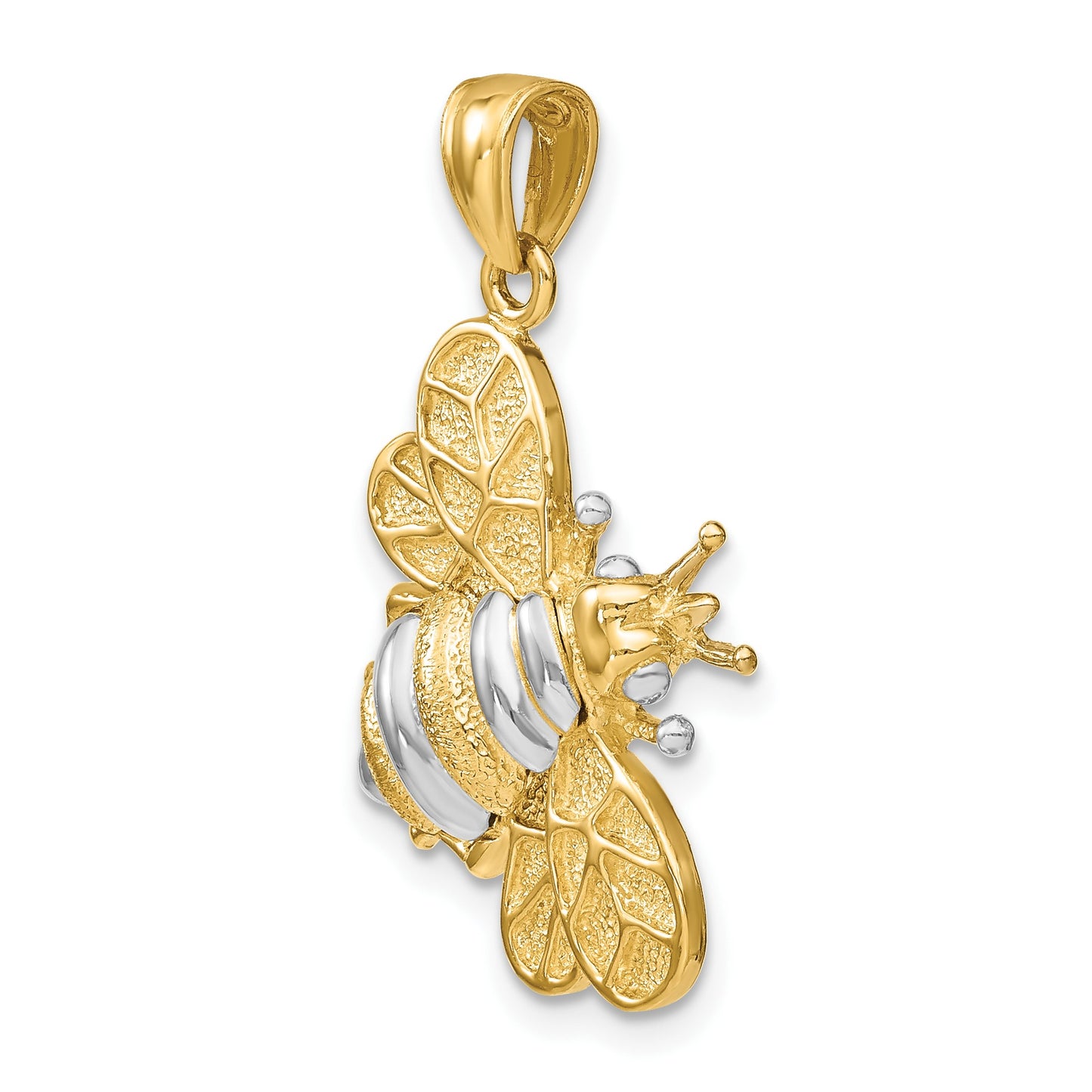 14k and White Rhodium 3-D Bumblebee Charm