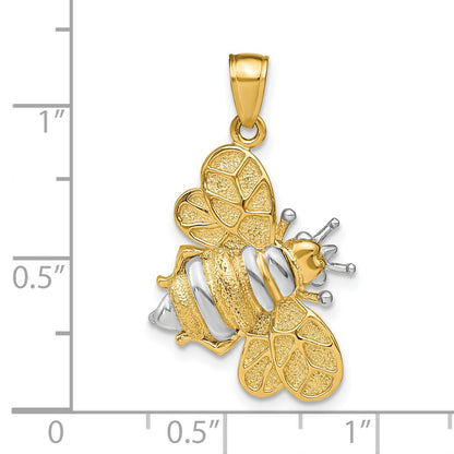 14k and White Rhodium 3-D Bumblebee Charm