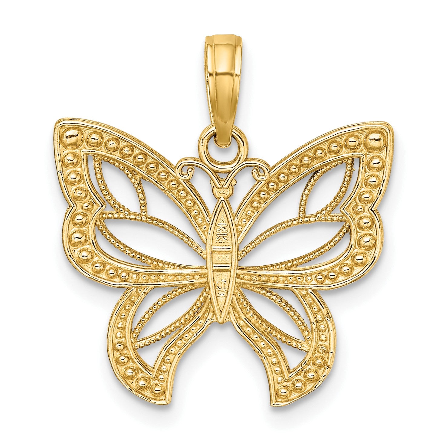 14k and White Rhodium Butterfly with Beaded Wings Charm