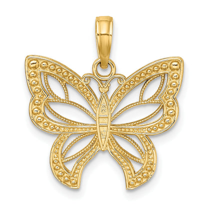 14k and White Rhodium Butterfly with Beaded Wings Charm