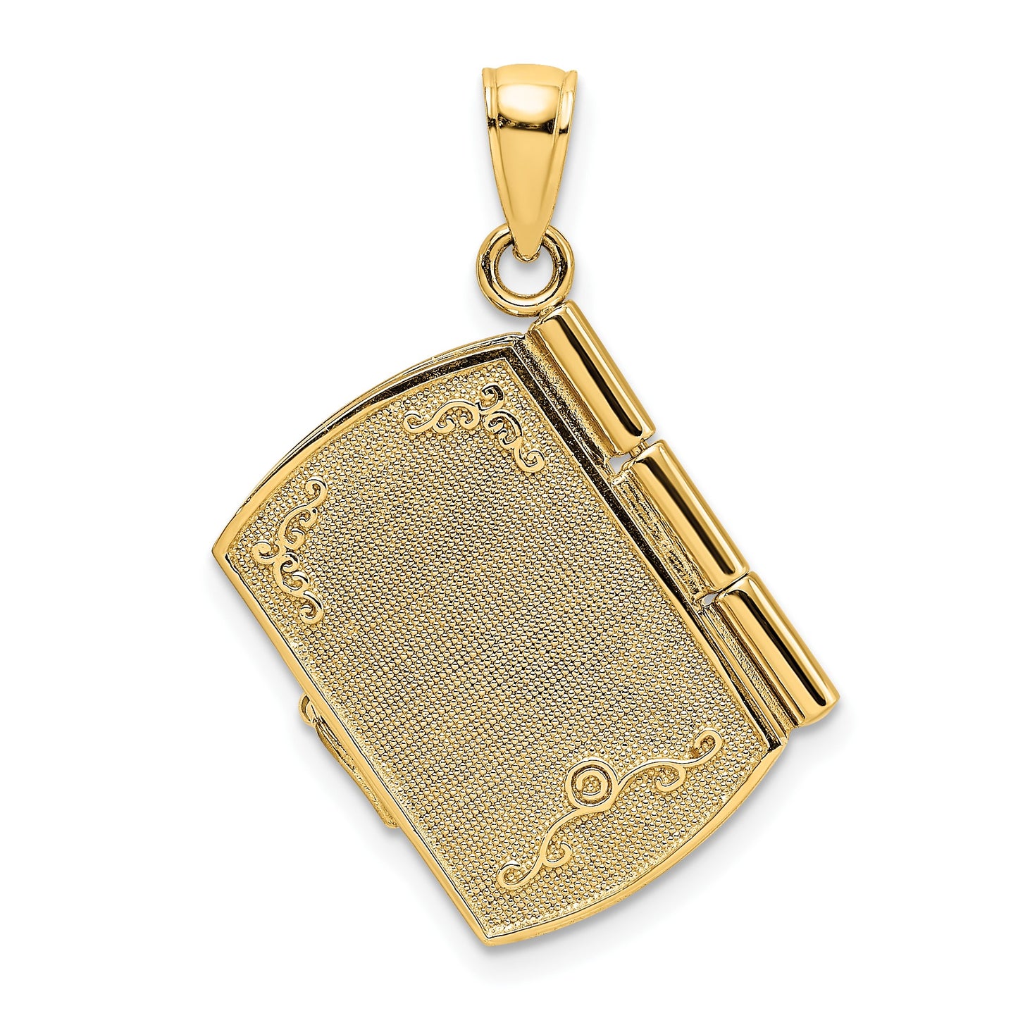 14K and White Rhodium 3-D FOOTPRINTS IN THE SAND Moveable Book with Paper Poem Insert Charm