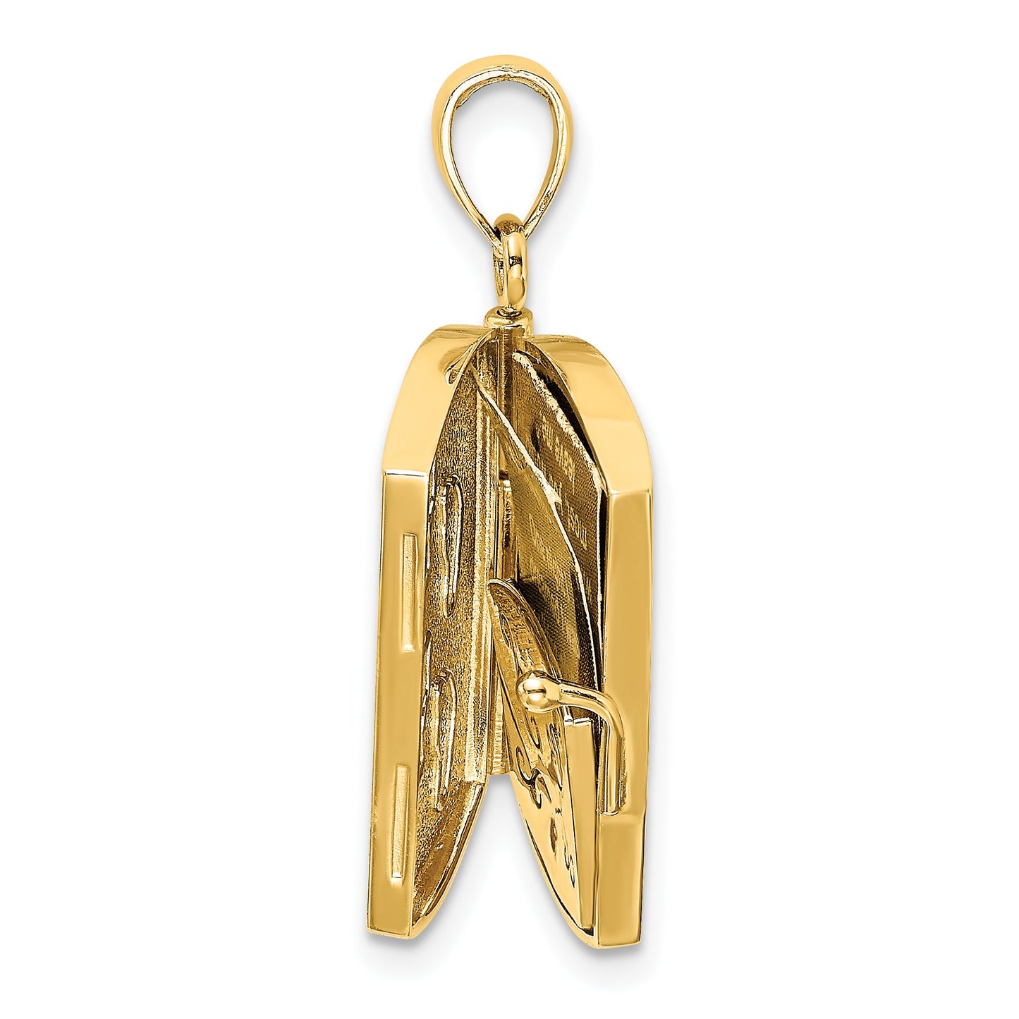 14K and White Rhodium 3-D FOOTPRINTS IN THE SAND Moveable Book with Paper Poem Insert Charm