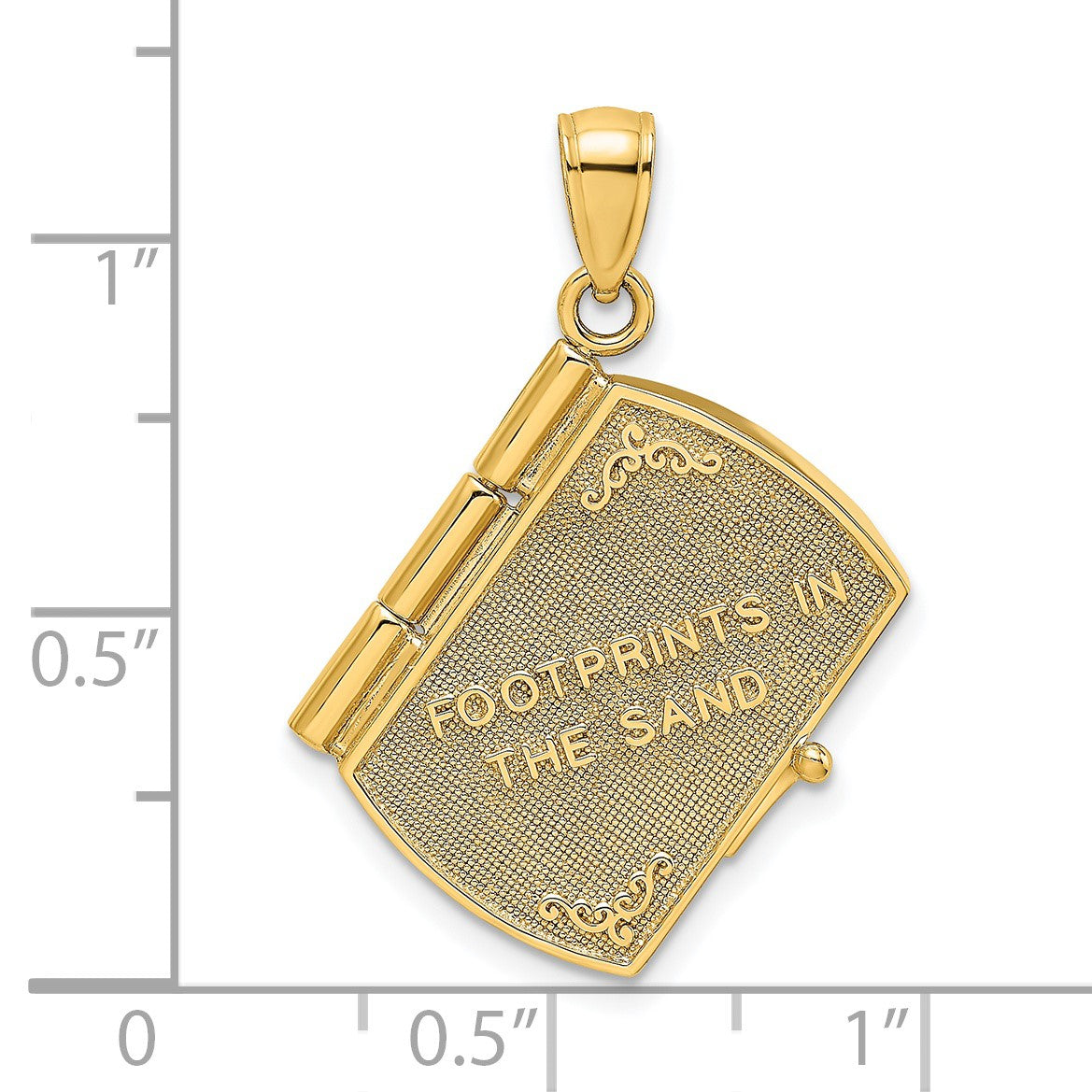 14K and White Rhodium 3-D FOOTPRINTS IN THE SAND Moveable Book with Paper Poem Insert Charm