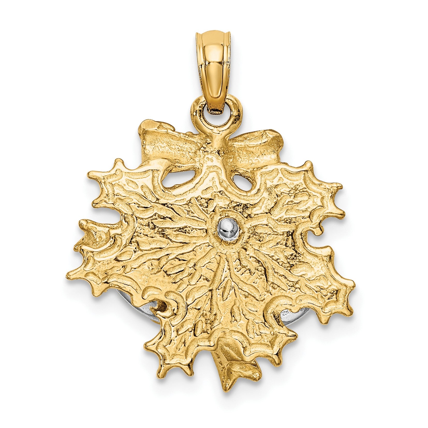 14k Two-tone 3-D Moveable Christmas Bells and Holly Charm