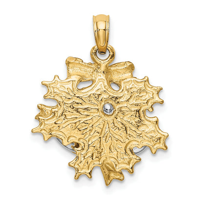 14k Two-tone 3-D Moveable Christmas Bells and Holly Charm