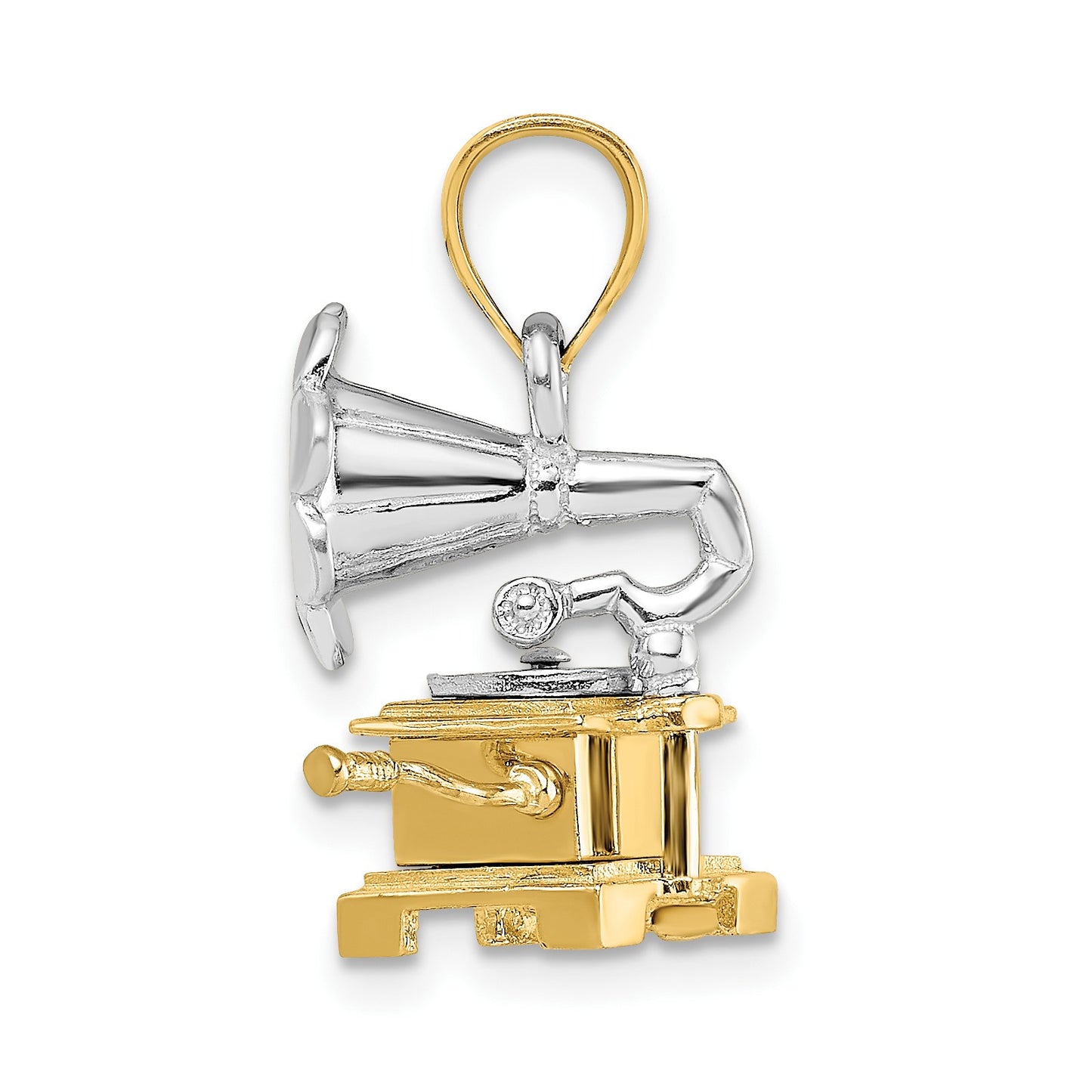 14K Two-Tone 3-D Moveable Phonograph Charm