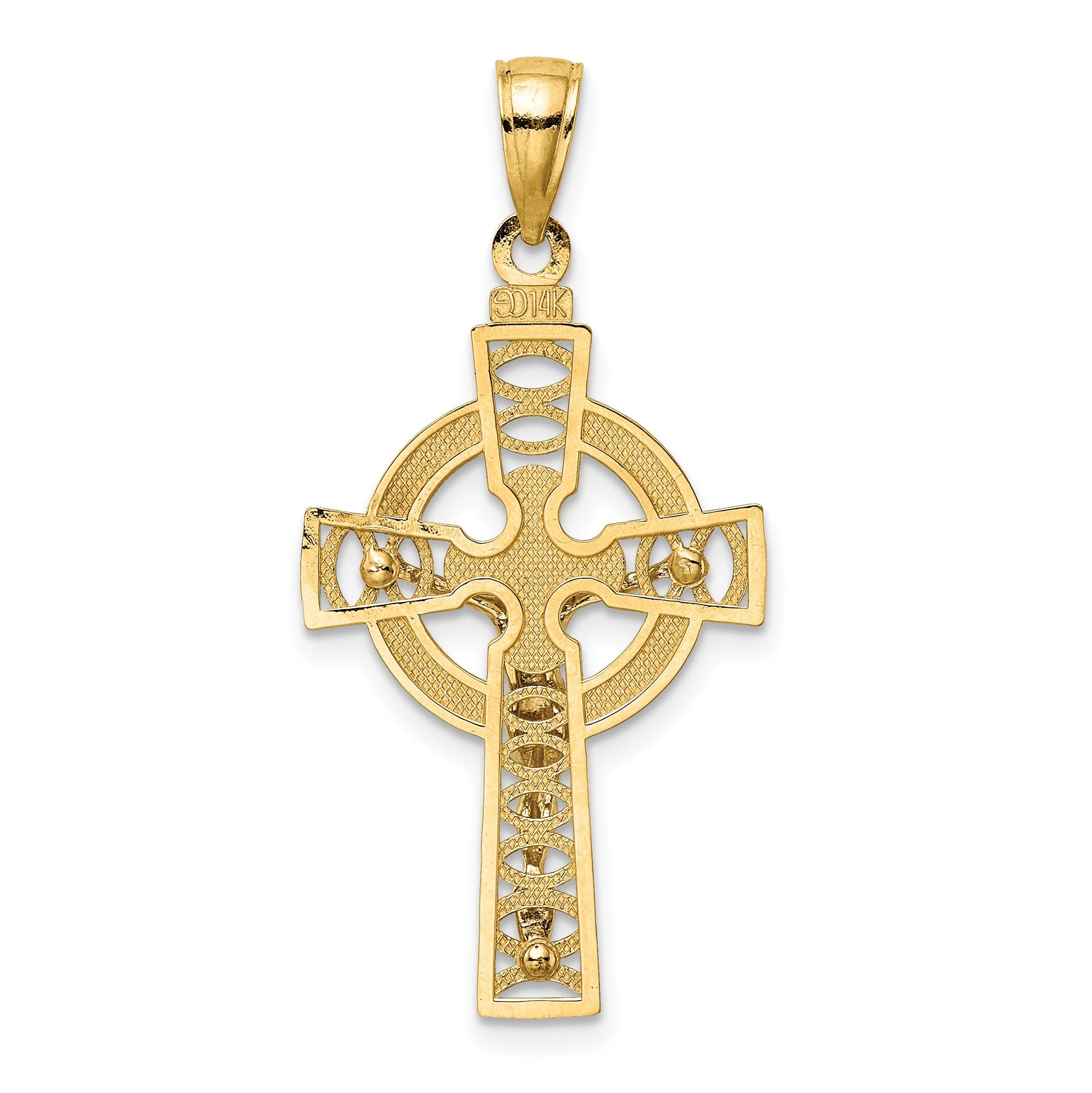 14k Two-tone Celtic Crucifix with Eternity Circle Charm