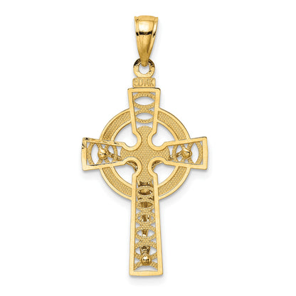 14k Two-tone Celtic Crucifix with Eternity Circle Charm