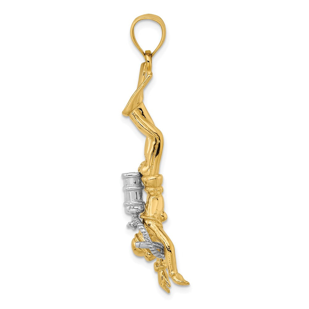 14k Two-Tone 3-D Female Scuba Diver Charm