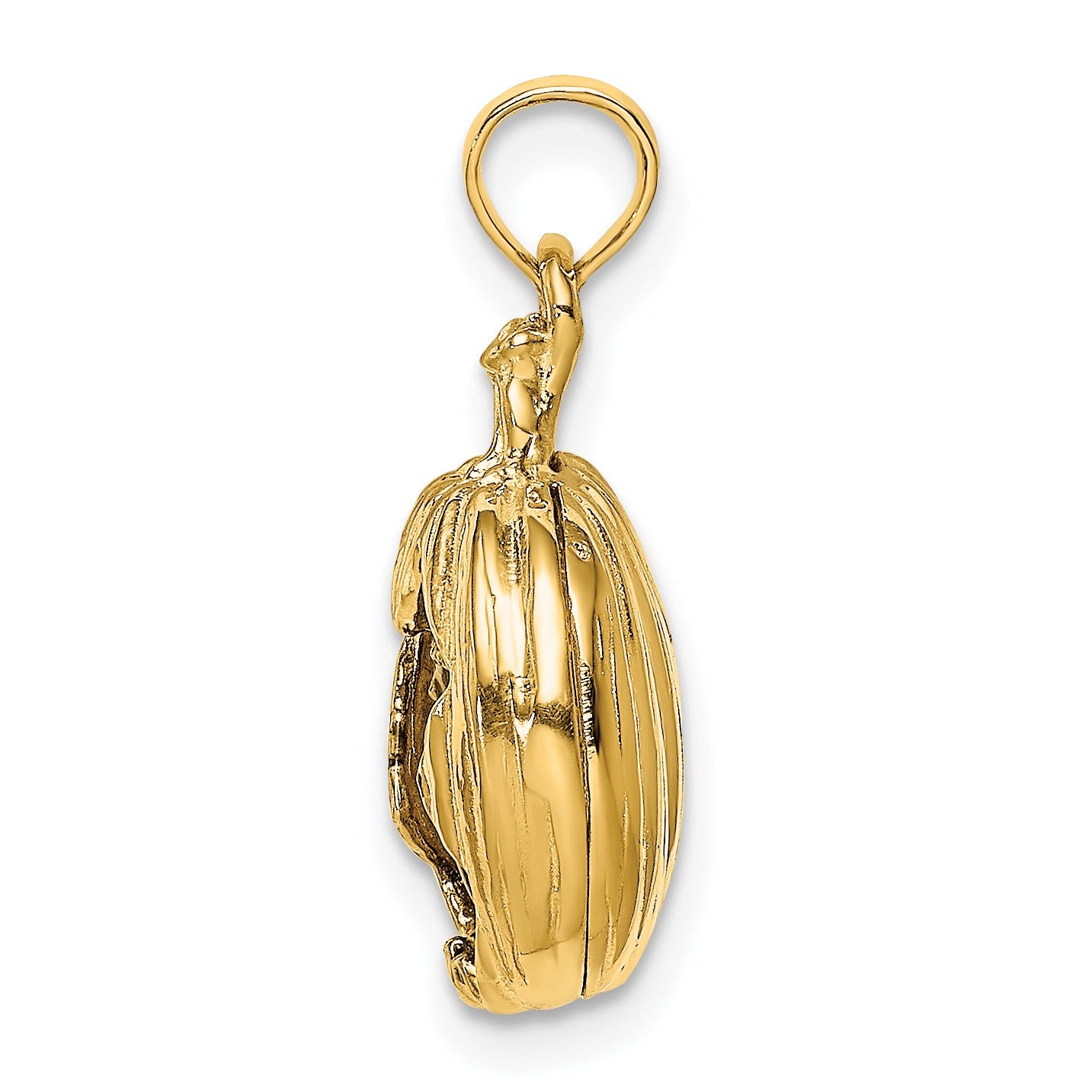 14k and Rhodium 3-D Jack-o-Lantern with Enameled Black Cat and Moon Charm