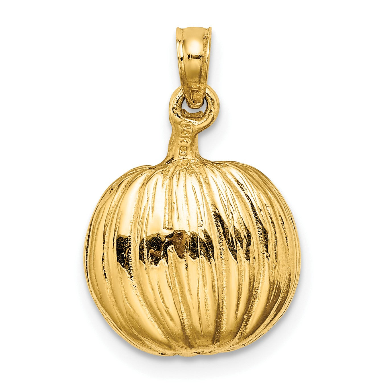 14k and Rhodium 3-D Jack-o-Lantern with Enameled Black Cat and Moon Charm