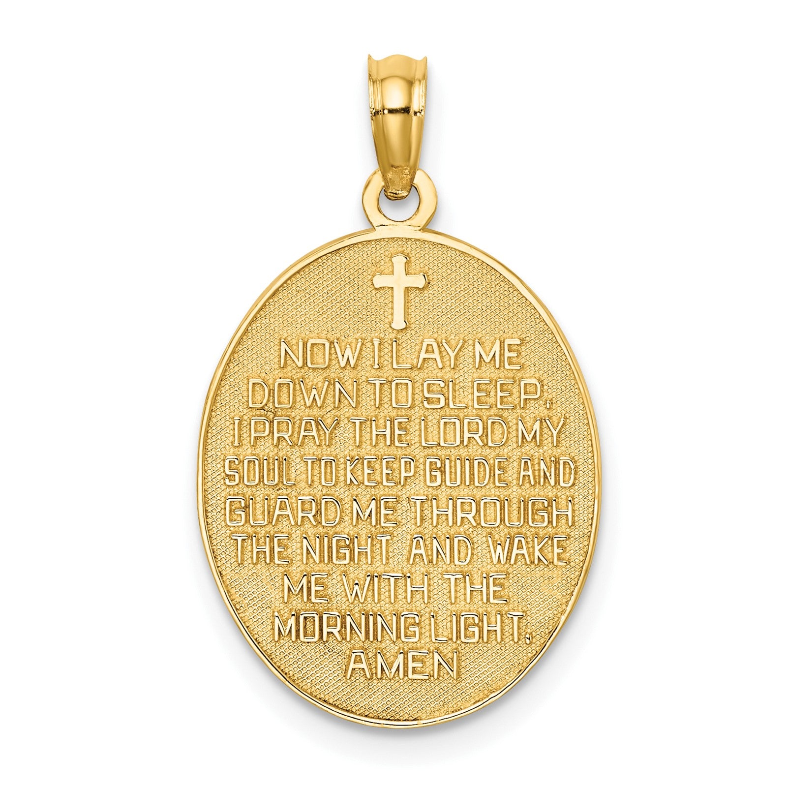 14k and White Rhodium Reversible CHILDS PRAYER Girl/NOW I LAY ME DOWN TO SLEEP Charm