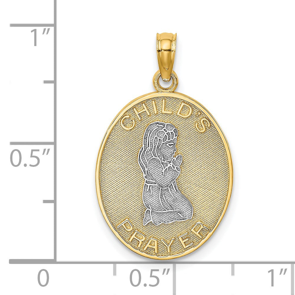 14k and White Rhodium Reversible CHILDS PRAYER Girl/NOW I LAY ME DOWN TO SLEEP Charm