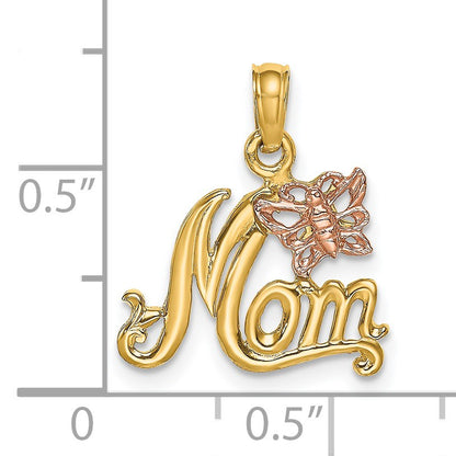 14k Two-Tone MOM with Butterfly Charm