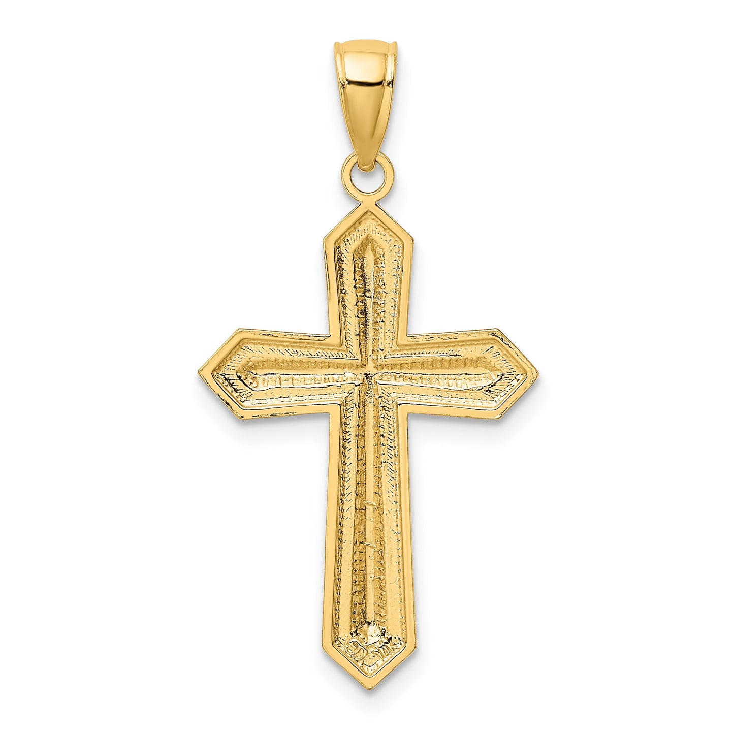 14K and White Rhodium Center Diamond-cut Cross Charm