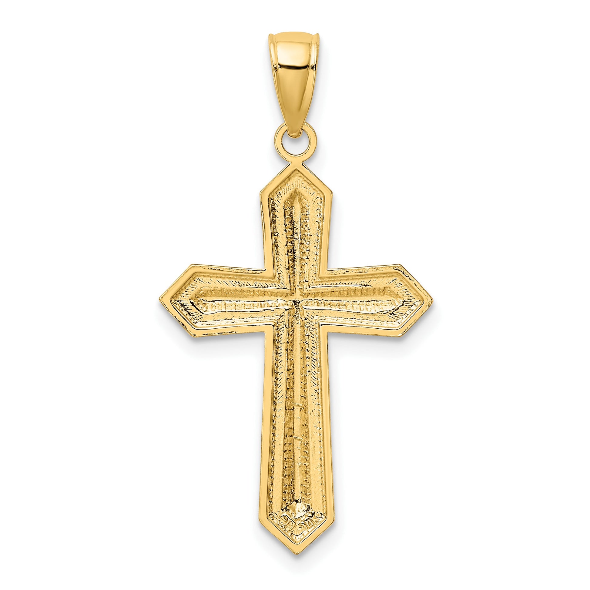 14K and White Rhodium Center Diamond-cut Cross Charm