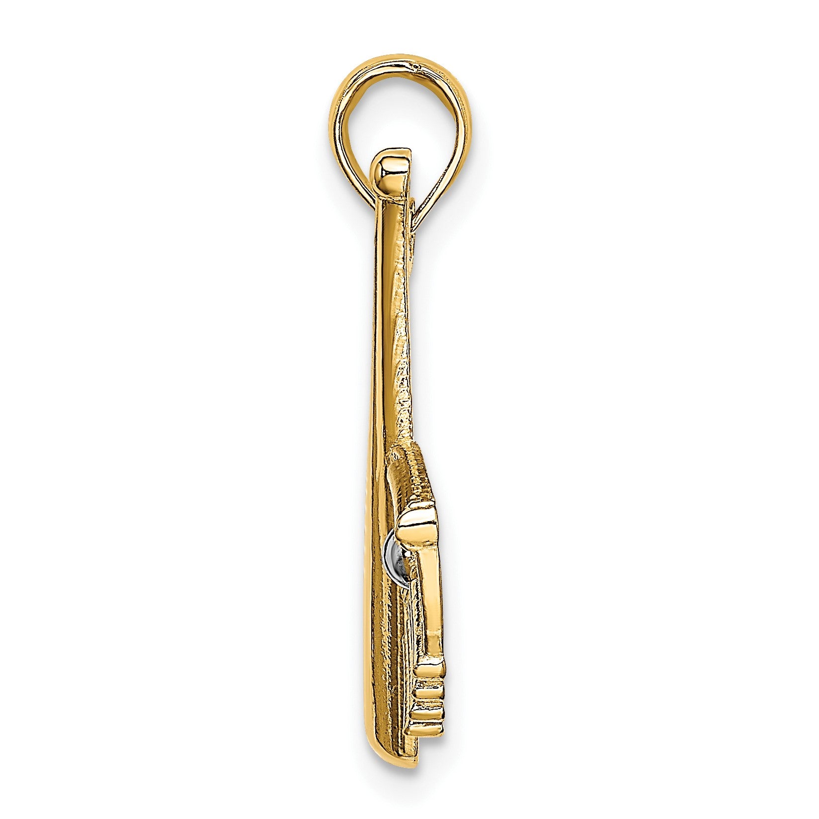 14K Baseball Bat With White Rhodium Ball Charm