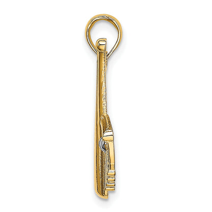 14K Baseball Bat With White Rhodium Ball Charm