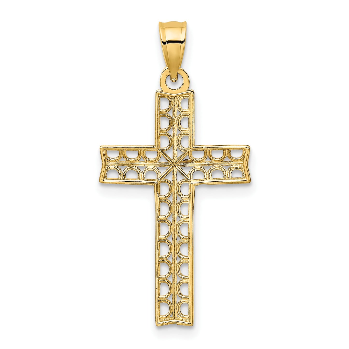 14K and White Rhodium Cross Charm