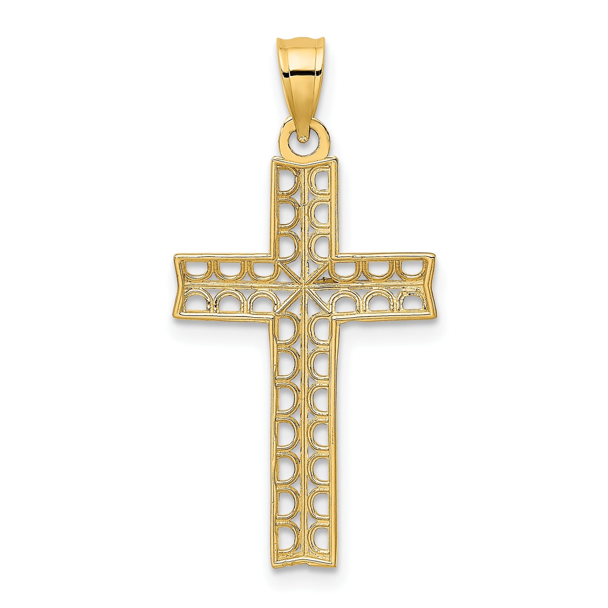 14K and White Rhodium Cross Charm