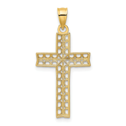 14K and White Rhodium Cross Charm