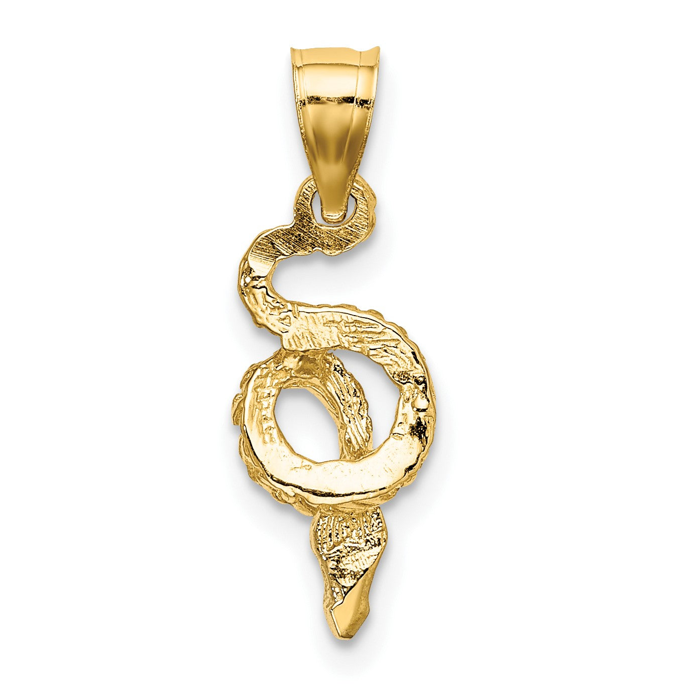 14k and White Rhodium Coiled Snake Charm