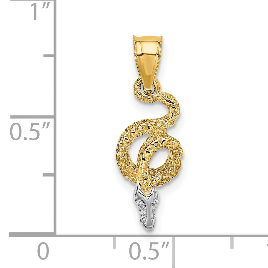 14k and White Rhodium Coiled Snake Charm