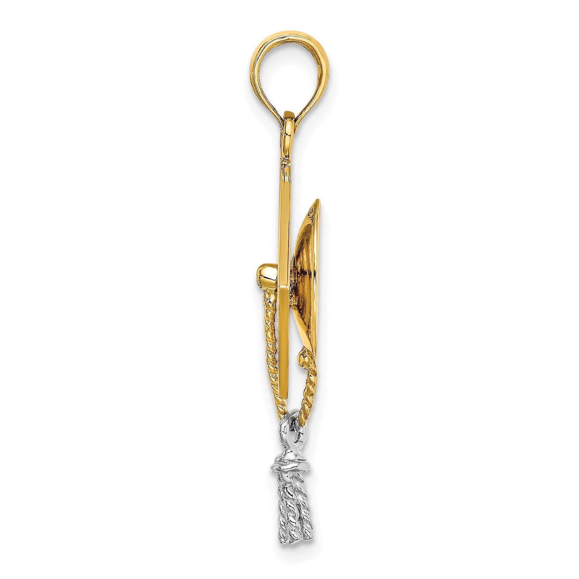 14k 3-D Graduation Cap with White Rhodium Moveable Tassel Charm