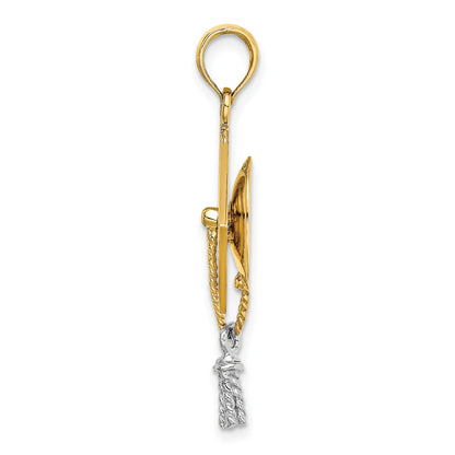 14k 3-D Graduation Cap with White Rhodium Moveable Tassel Charm