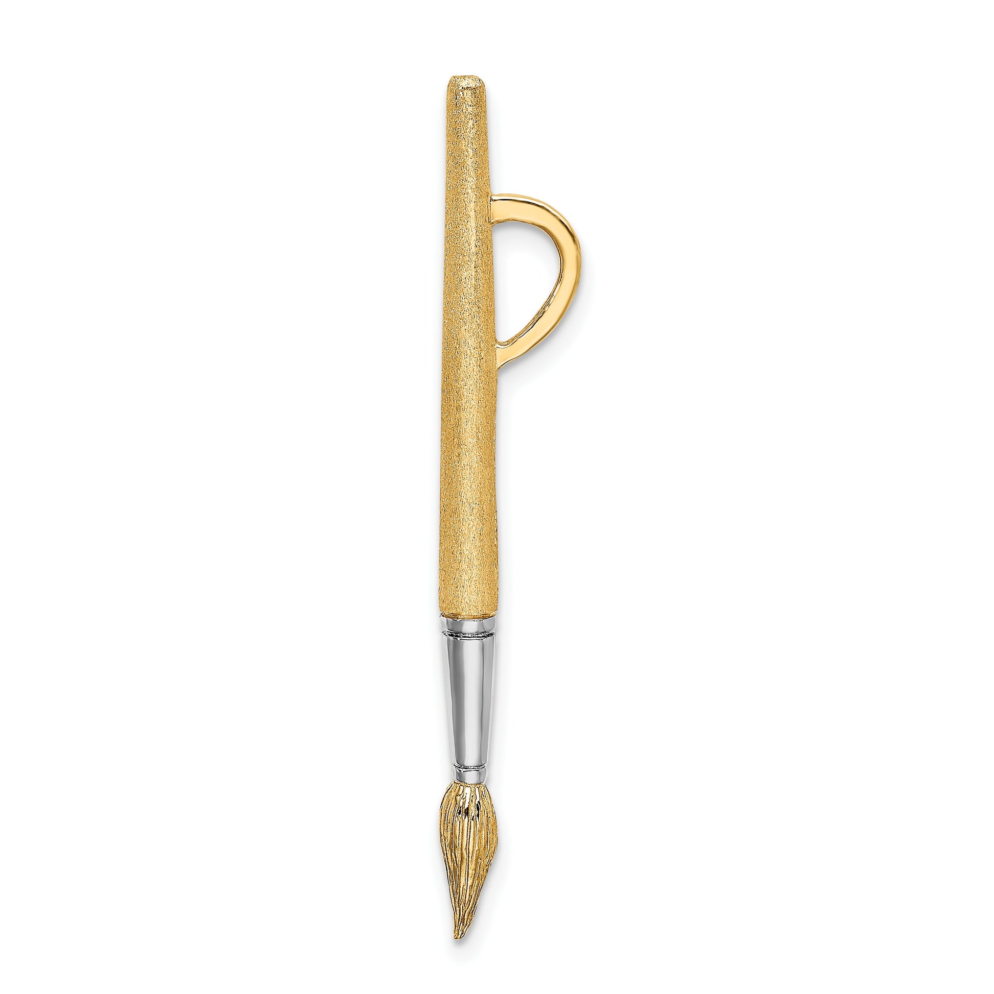 14K and White Rhodium  3-D Water Paint Brush Charm