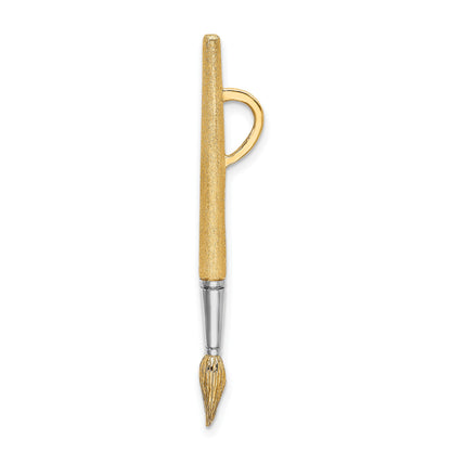 14K and White Rhodium  3-D Water Paint Brush Charm