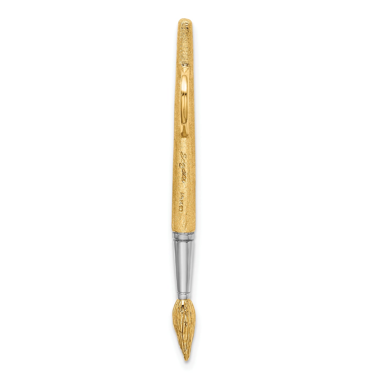 14K and White Rhodium  3-D Water Paint Brush Charm