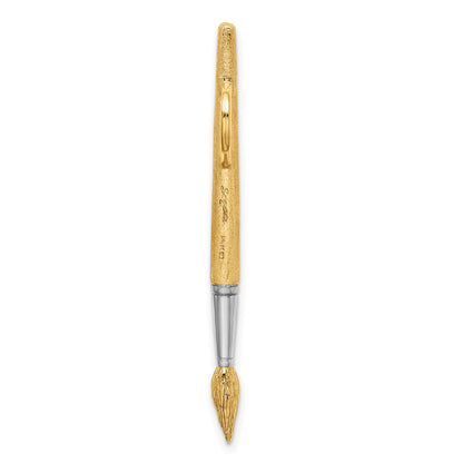 14K and White Rhodium  3-D Water Paint Brush Charm