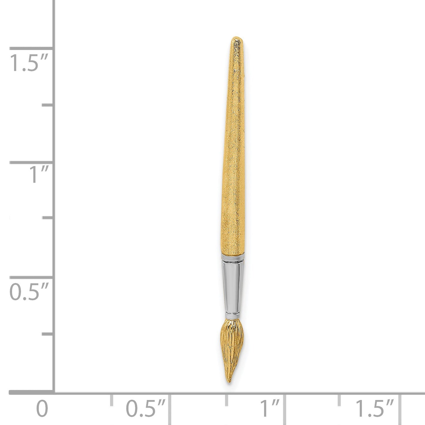 14K and White Rhodium  3-D Water Paint Brush Charm